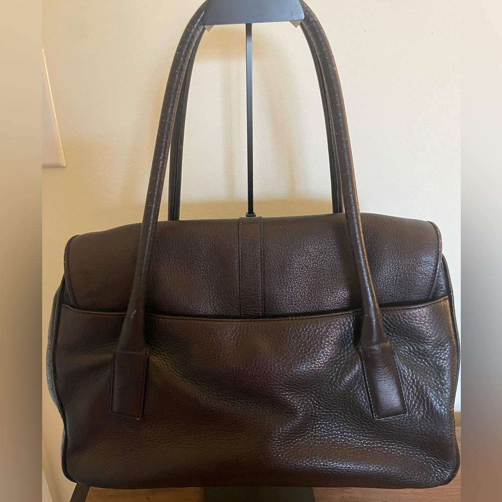 SALVATORE FERRAGAMO Black Leather Gancini Satchel Flap Bowler Bag Italy - Picture 9 of 17